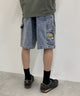 BENDAVIS ロゴ刺繍ワイドショーツ/ブルー　モデル:175cm L着用