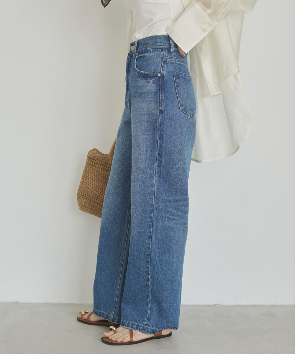 ワイドストレートデニムパンツ