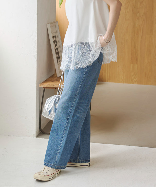 ワイドストレートデニムパンツ