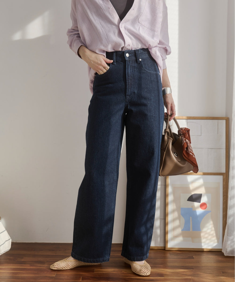 ワイドストレートデニムパンツ