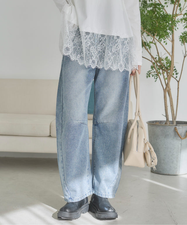 バレルレッグデニムパンツ