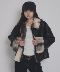 Fファー切替PUブルゾン