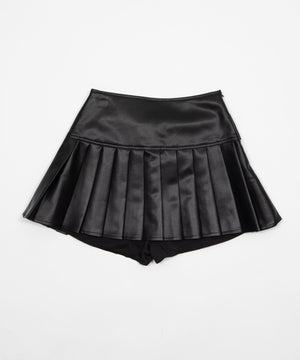 PUベルトプリーツミニスカパン