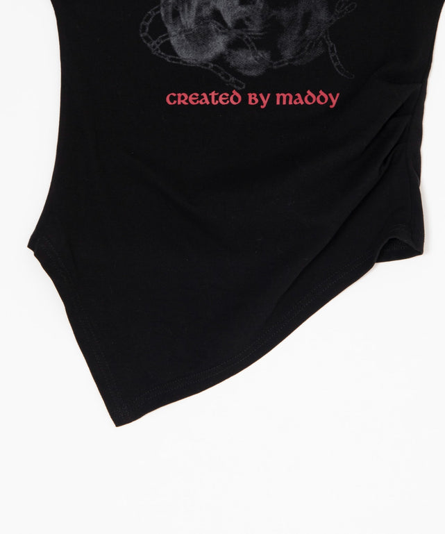 アシメオフショルバンTシャツ