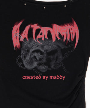 アシメオフショルバンTシャツ