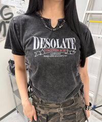サイドギャザーピグメントTシャツ