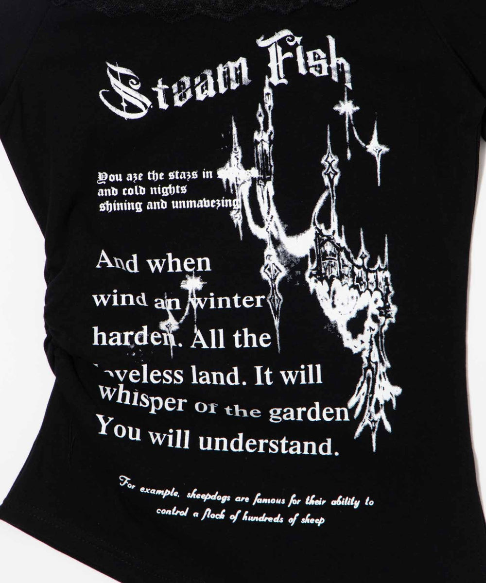 オフショルレースロゴTシャツ