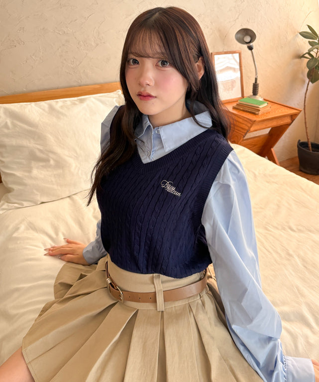 ベストドッキングシャツ/ネイビー モデル：155cm F着用