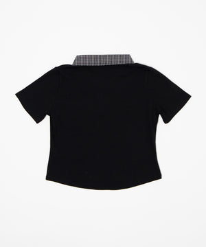 チェックキリカエリボンタイTシャツ
