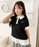 ヘムフリルシャツドッキングTシャツ/ブラック モデル：155cm F着用