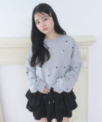 ハート総柄刺繡スウェット
