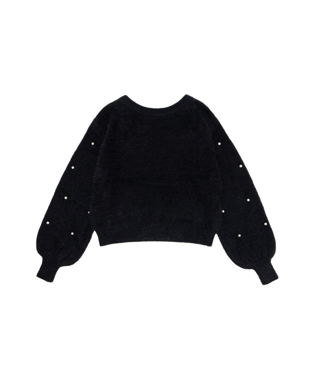 パールドットリボンフェザータッチニット