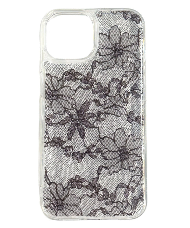 レースiphoneケース(ブラック)/柄1:iphone15