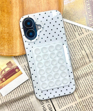 吸盤付きドットiphoneケース（ホワイト）