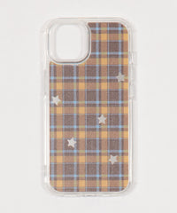 チェックミラーiphoneケース（ブラウン）