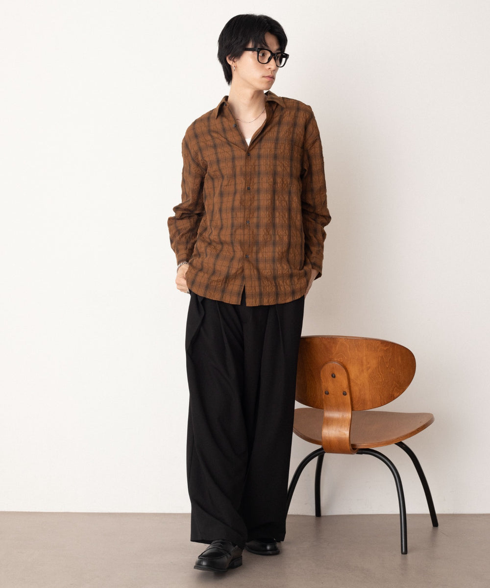 ブラウンチェック1 モデル：180cm L着用