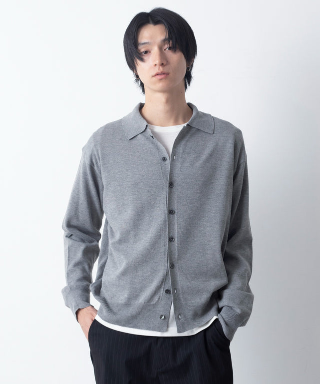 ニットシャツカーディガン/グレー モデル：180cm L着用
