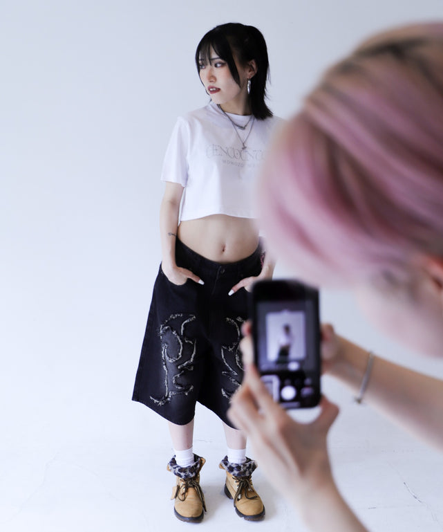ももぞうちびTシャツ/ホワイト　モデル：158㎝　F着用
