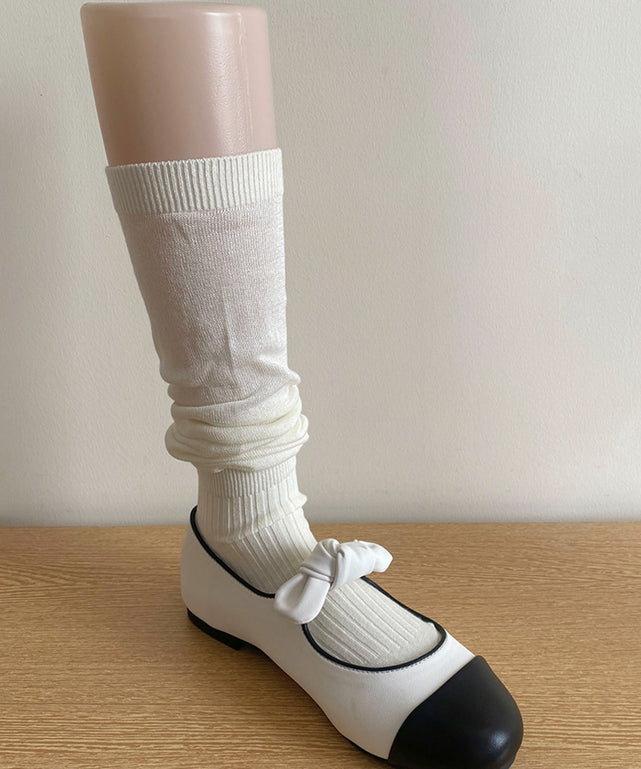 リブ切替ハイソックス(23-25cm)/オフホワイト