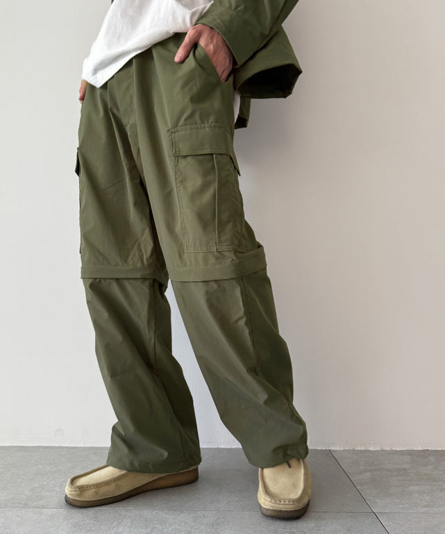 2WAYリップストップカーゴパンツ/カーキ モデル：175cm L着用