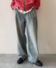 ワイドバギーデニムパンツ/デニム淡加工 モデル：175cm L着用