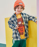 【kids】 フランネルチェックオーバーシルエットシャツ/グレーチェック1 モデル:96.5cm 110サイズ着用