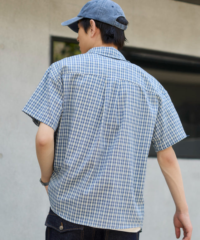 ブルーチェック1 モデル：181cm L着用