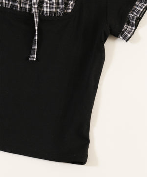 チェックレイヤードチョーカーTシャツ