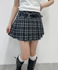 ベルトセットチェックミニスカート