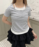 ドットキャミレイヤードTシャツ/グレー モデル：160㎝ F着用