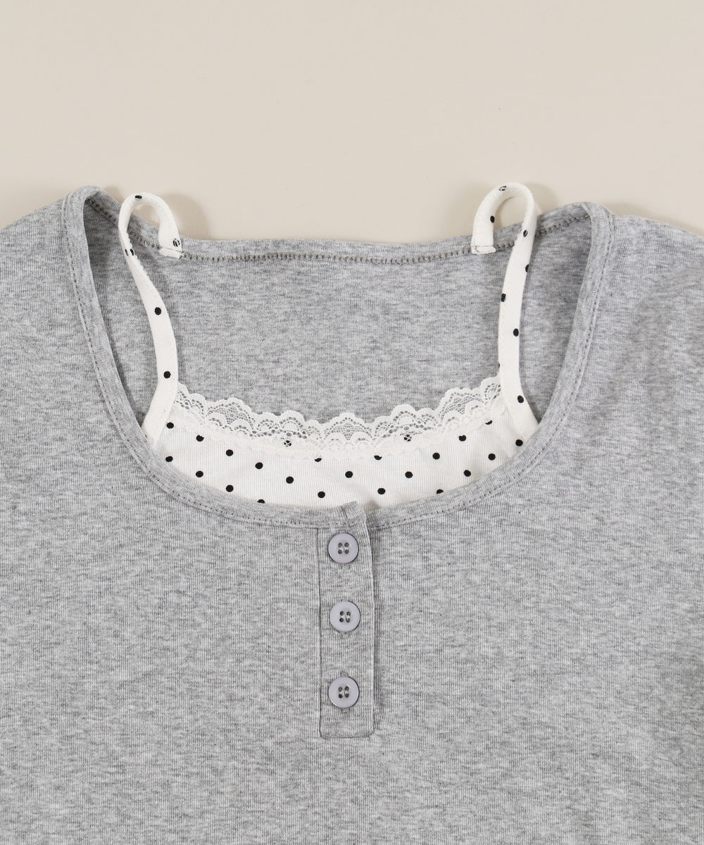 ドットキャミレイヤードTシャツ