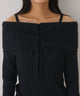 レースアップオフショルニット