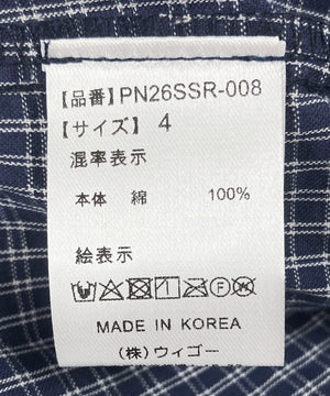 チェック柄パフスリーブブラウス
