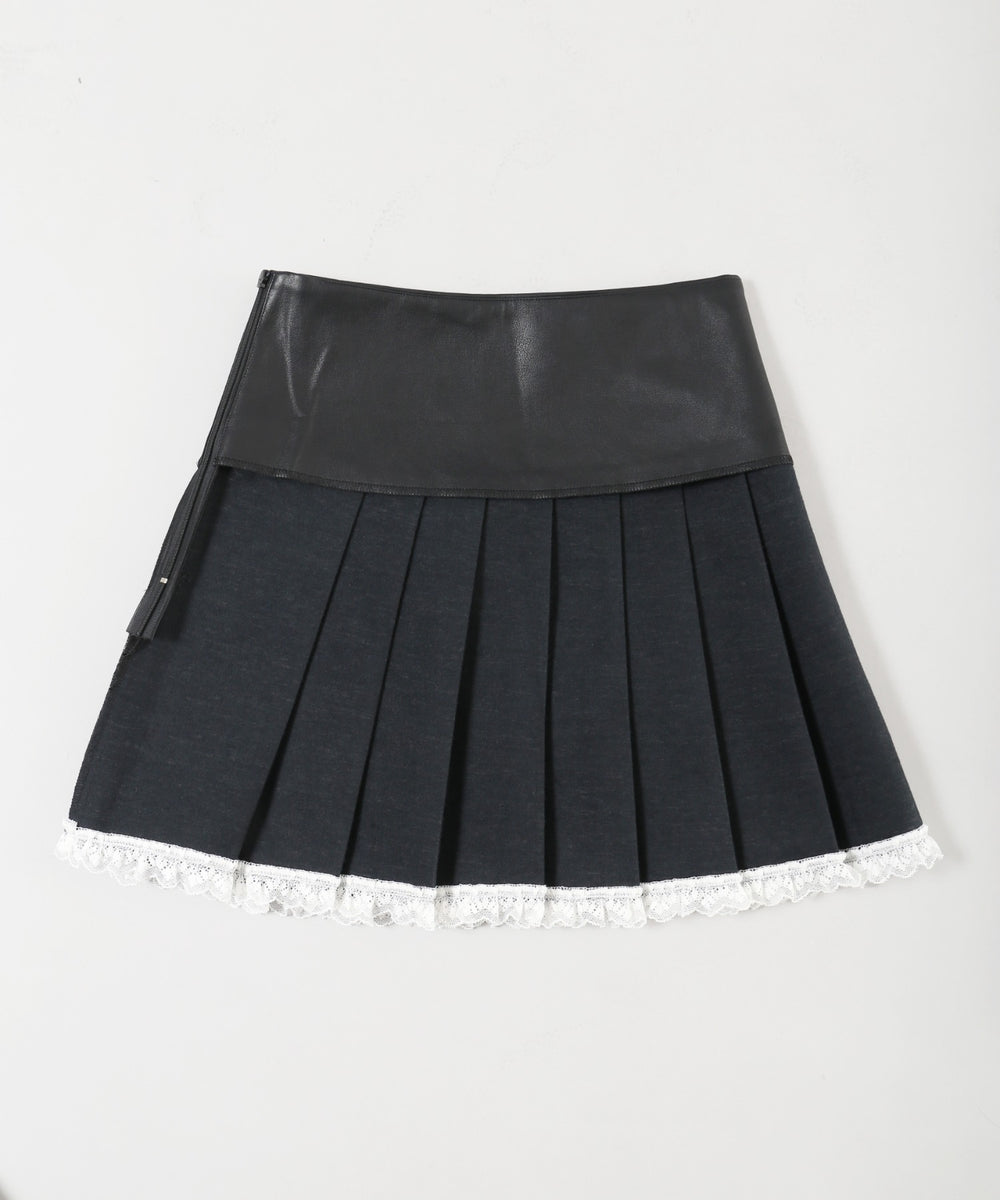 レースパイピングPUスカート
