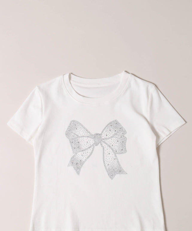 リボンストーンロゴTシャツ
