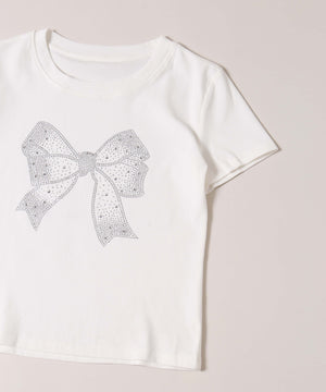 リボンストーンロゴTシャツ