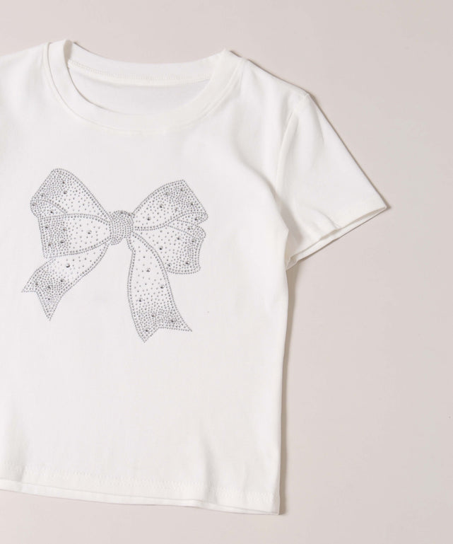リボンストーンロゴTシャツ