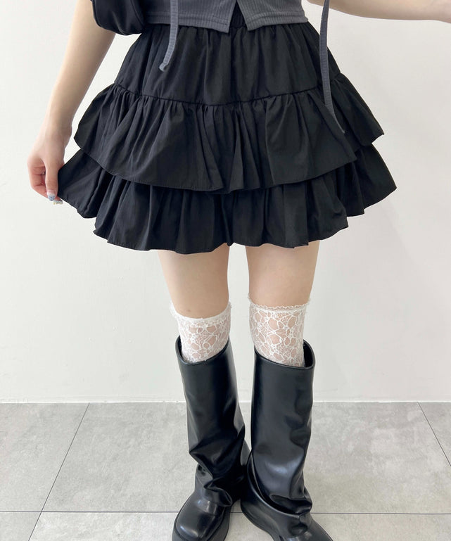 無地ティアードミニスカート
