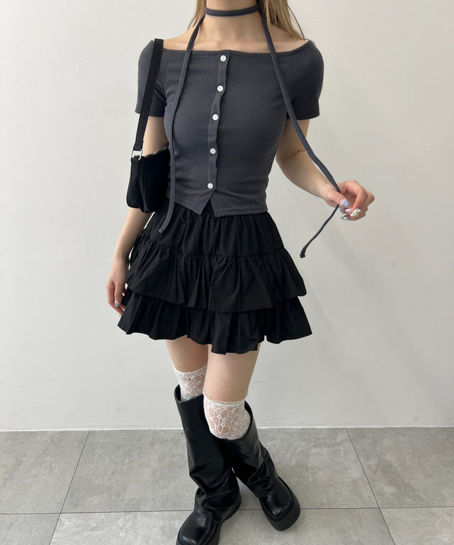 無地ティアードミニスカート