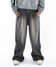 スーパーバギーラインストーンデニムパンツ/デニムブラックソノタ モデル：180cm L着用