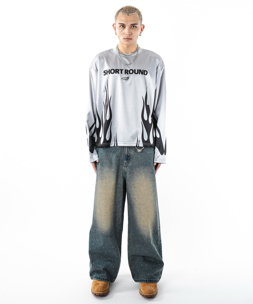 デニム中濃加工 モデル：180cm L着用