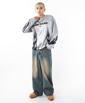 デニム中濃加工 モデル：180cm L着用