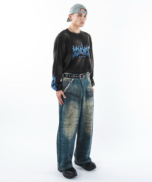 デニム中濃加工 モデル：180cm L着用