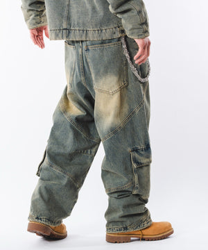 デニム淡加工 モデル：180cm L着用