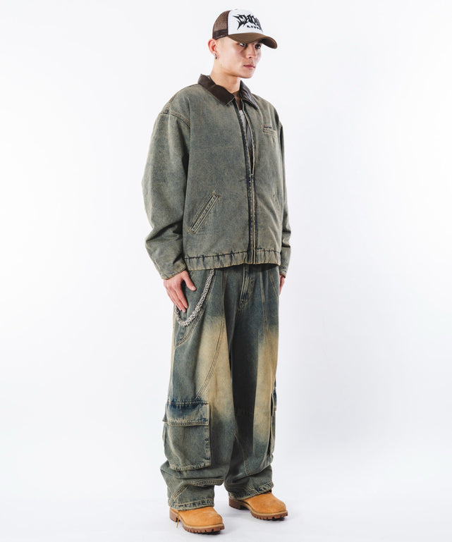 デニム淡加工 モデル：180cm L着用