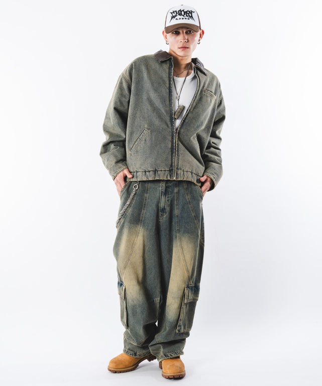 デニム淡加工 モデル：180cm L着用