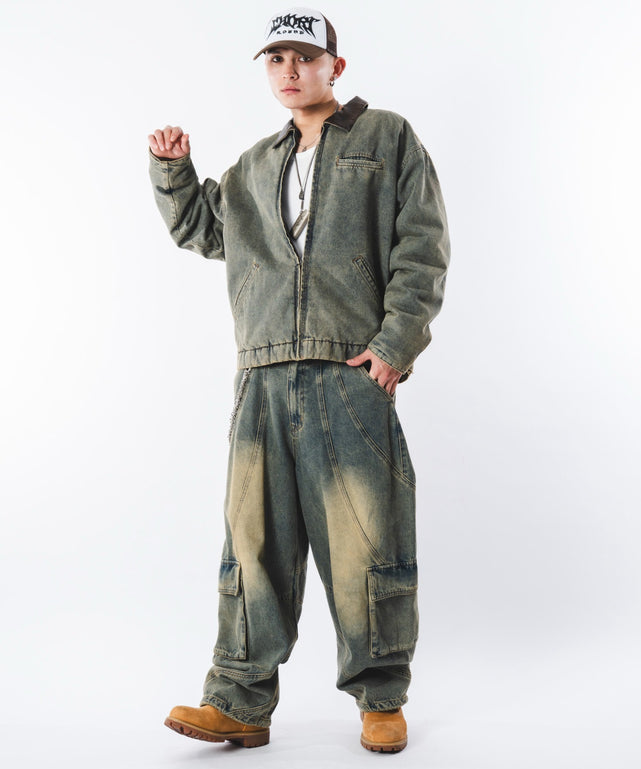 デニム淡加工 モデル：180cm L着用