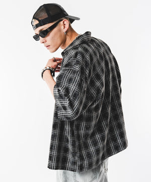 ブラックチェック　モデル：180cm L着用