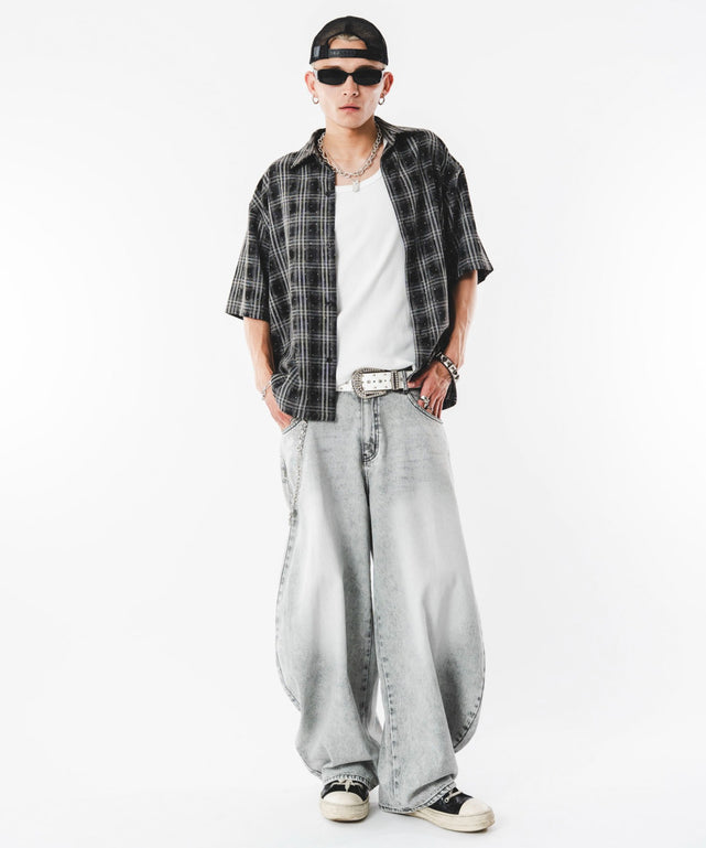ブラックチェック　モデル：180cm L着用