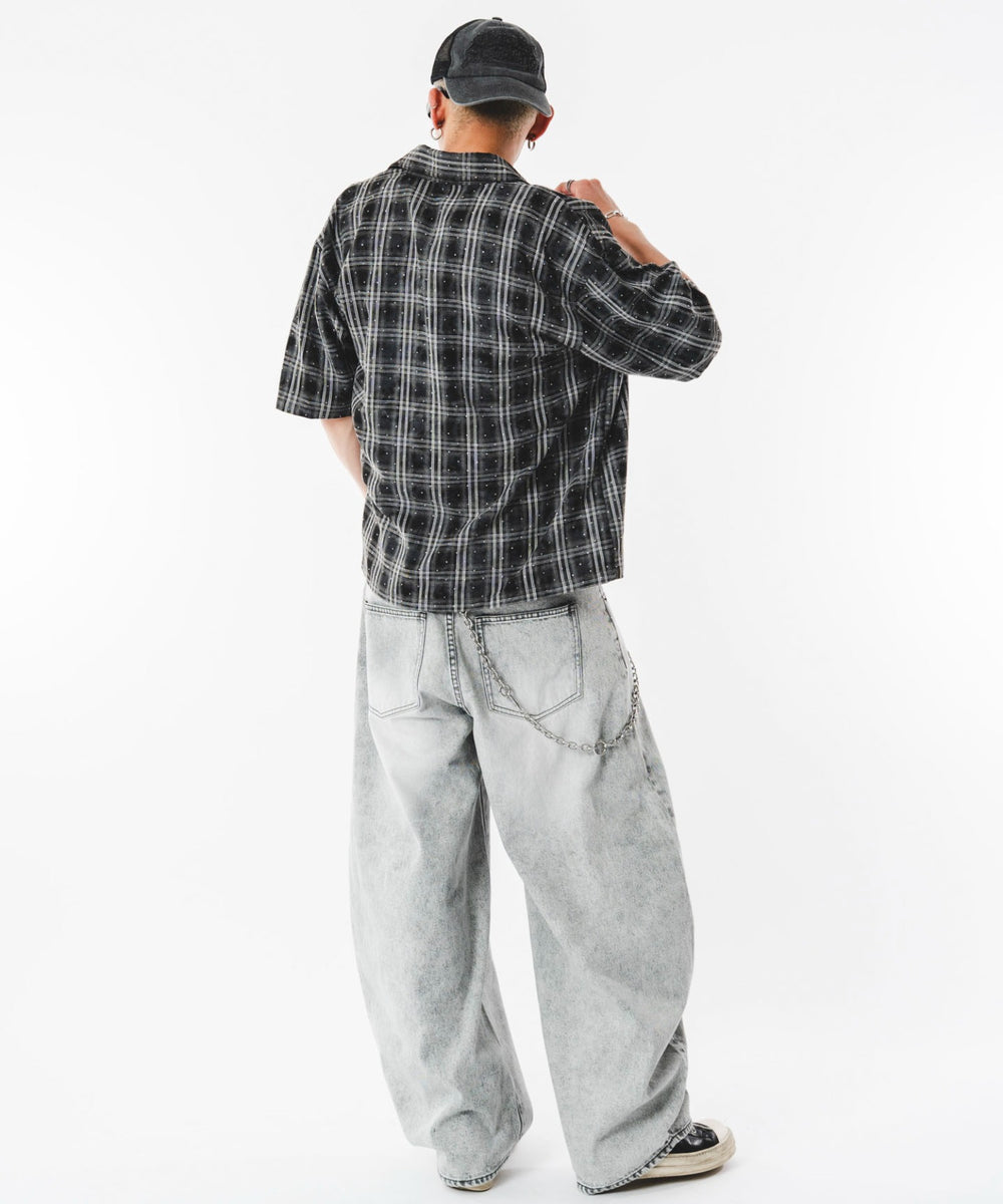 ブラックチェック　モデル：180cm L着用